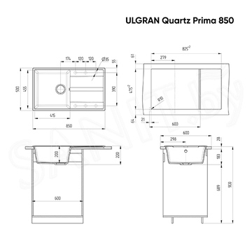 Кухонная мойка Ulgran Quartz Prima 850