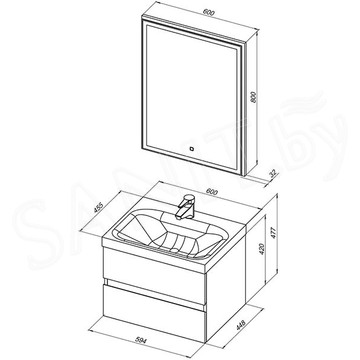 Комплект мебели Aquanet Беркли 50 / 60 / 80 белый глянец
