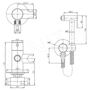 Смеситель встраиваемый Boch Mann Braies B BM10409 с гигиеническим душем