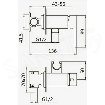 Смеситель встраиваемый Boch Mann Resia BM10412 с гигиеническим душем