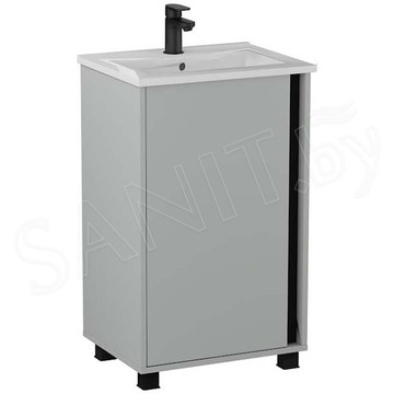 Тумба под умывальник Lauter Nika 49 шиншилловый серый / черный