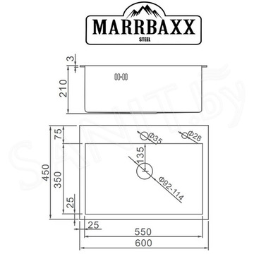 Кухонная мойка Marrbaxx B6045-R