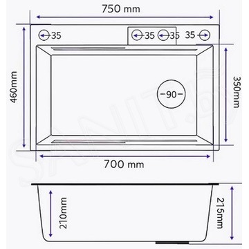 Кухонная мойка Marrbaxx C7546-R Decor со смесителем, ринзером, коландером, разделочной доской