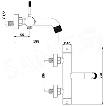 Смеситель для ванны Vieir V403531F