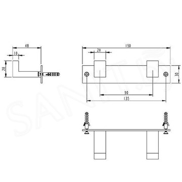 Планка с крючками Grocenberg AC0012 / AC0013 / AC0014 черный матовый