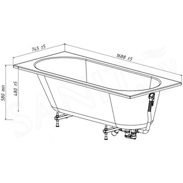 Ванна из искусственного камня Belux Классика 3 1700 белый матовый Solid Surface