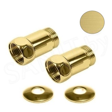 Комплект прямых американок 1"x1" Г/Ш матовое золото