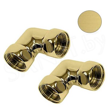 Комплект угловых американок 1"x1" Г/Г матовое золото