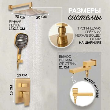 Душевая система Hansberge H6075MG / H6075GO встраиваемая