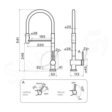 Смеситель для кухонной мойки Omoikiri Kanto-2 Plus-SB-BN-WH / Kanto-2 Plus-SB-C-WH с подключением к фильтру воды