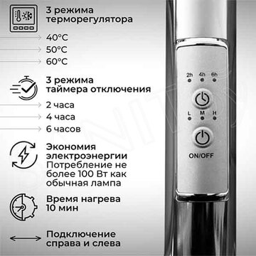 Полотенцесушитель Маргроид Inaro 3 СНШ электрический (таймер) 6 крючков золото
