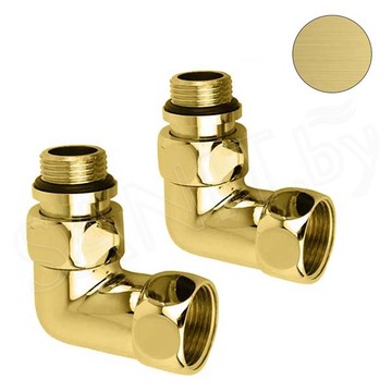 Комплект угловых американок 3/4"х1/2" Г/Ш со сгоном золото матовое