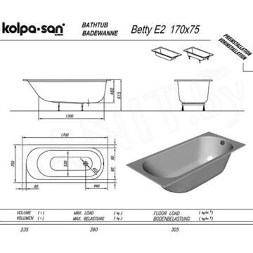 Акриловая ванна Kolpa-san Betty E2 01 basis