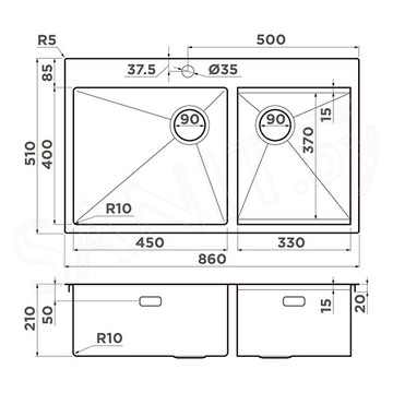 Кухонная мойка Omoikiri Akisame 86-2-GB Side