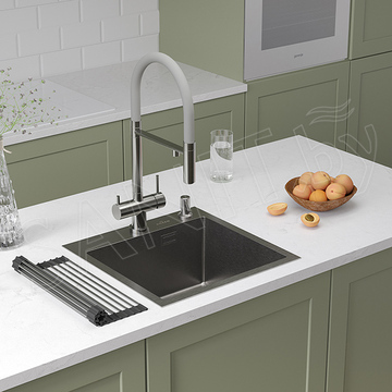 Кухонная мойка Roxen Simple 560220-45 с ролл-матом, дозатором и измельчителем пищевых отходов Bort Titan Max Power 93410266 (Full Control)
