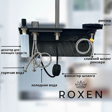 Кухонная мойка Roxen Stage Plus 560250-60-S многофункциональная в комплекте с измельчителем пищевых отходов Bort Titan Max Power 93410266 (Full Control)