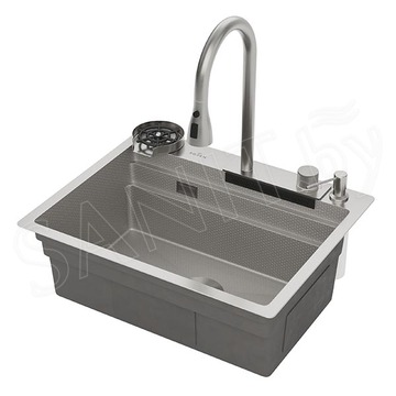 Кухонная мойка Roxen Stage Plus 560250-60-S многофункциональная в комплекте с измельчителем пищевых отходов Bort Master Eco Control 93417999