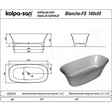 Ванна из искусственного камня Kolpa-san Blanche FS Black