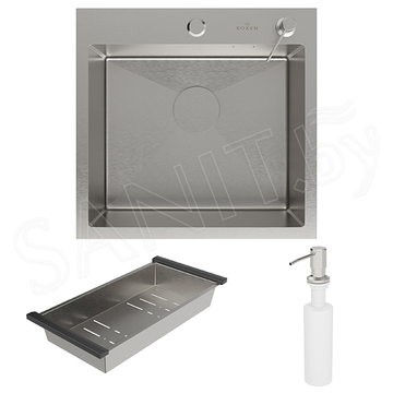 Кухонная мойка Roxen Simple с коландером, дозатором и измельчителем Bort Caiman 93418064