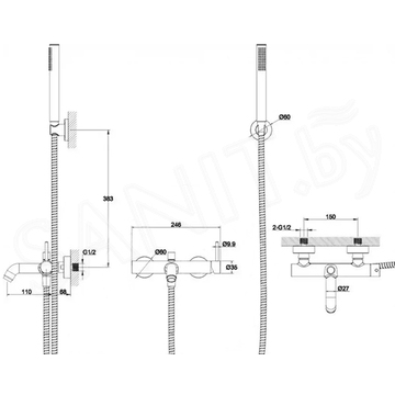 Смеситель для ванны Filarete Roun FL2120BL