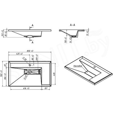 Умывальник Belux Фаворит 850-01 / 850-02 / 1000-02 / 1200-01 / 1200-02 Solid Surface