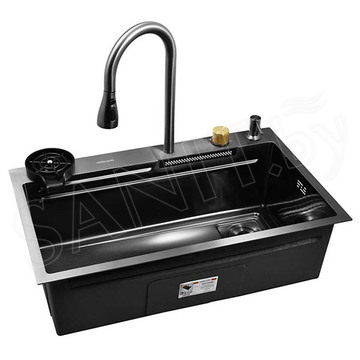 Кухонная мойка Gerhans K37545BD со смесителем, ринзером, коландером и разделочной доской