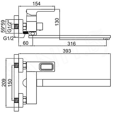 Смеситель для ванны Gerhans K13127W