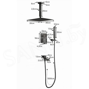 Душевая система скрытого монтажа Filarete Fing FL1042BG