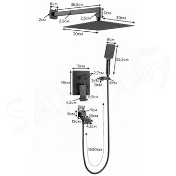 Душевая система скрытого монтажа Filarete Waterfall FL1010BL