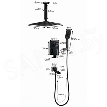 Душевая система скрытого монтажа Filarete Waterfall FL1012NK