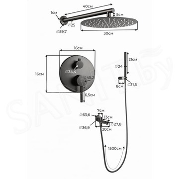 Душевая система скрытого монтажа Filarete Roun FL1020BL