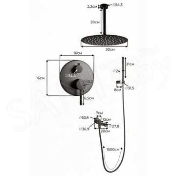 Душевая система скрытого монтажа Filarete Roun FL1022BG