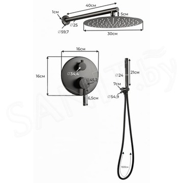 Душевая система скрытого монтажа Filarete Roun FL1023BL