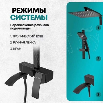 Душевая стойка Grocenberg GB7007-1 черный матовый