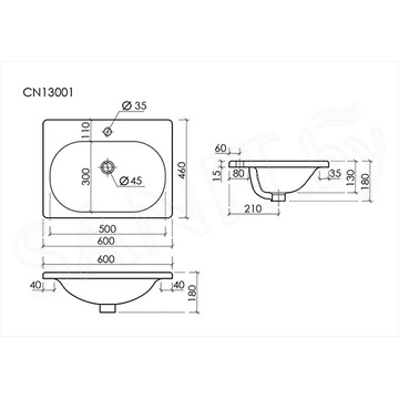 Умывальник CeramicaNova Sabo CN13001 / CN13002 / CN13003