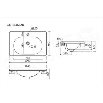 Умывальник CeramicaNova Sabo CN13002MB / CN13003MB
