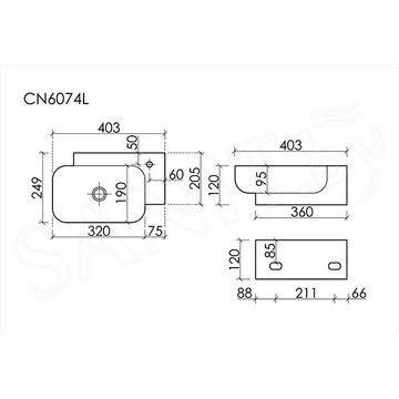 Умывальник CeramicaNova Element CN6074L / CN6074R