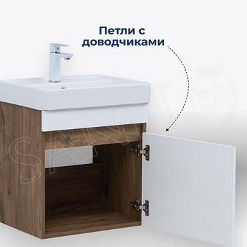 Тумба под умывальник Aquanet Оптима 50 дуб рустикальный / белый сатин