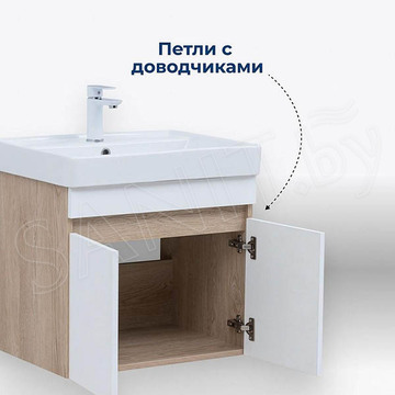 Тумба под умывальник Aquanet Оптима 60 / 70 / 80 дуб светлый / белый сатин