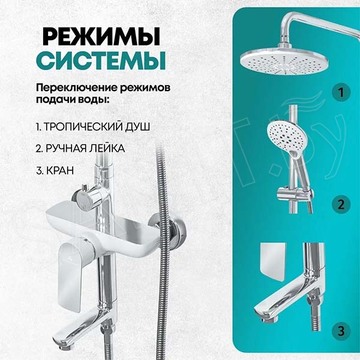 Душевая стойка Grocenberg GB7009 белый / хром