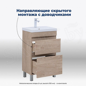 Тумба под умывальник Aquanet Нота new 50 / 58 / 75 / 90 / 100 напольная дуб светлый