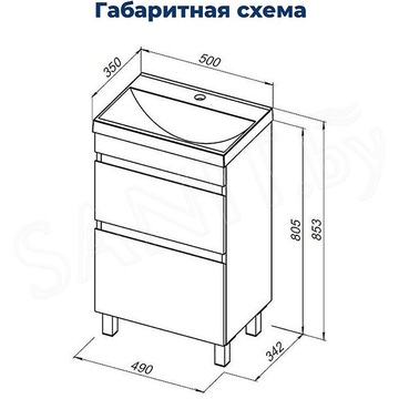 Тумба под умывальник Aquanet Нота new 50 / 58 / 75 / 90 / 100 напольная дуб светлый