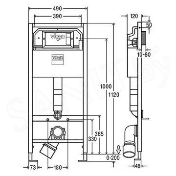 Инсталляция для унитаза Viega Prevista Dry WC с кнопкой Visign for Life 6 771973+678630+773748 (хром)