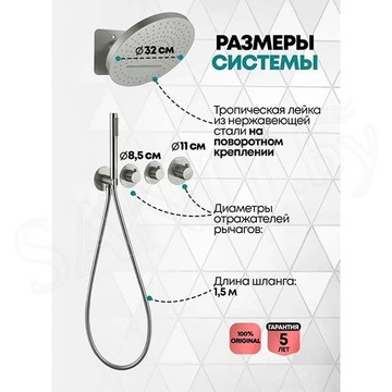 Душевая система скрытого монтажа Grocenberg GB5020 никель с термостатом