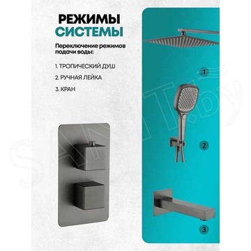 Душевая система скрытого монтажа Grocenberg GB5050 графит с термостатом