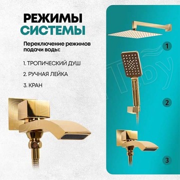 Душевая система скрытого монтажа Grocenberg GB5007 золото / золото матовое