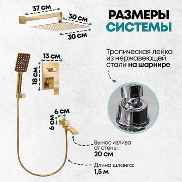 Душевая система скрытого монтажа Grocenberg GB5007 золото / золото матовое
