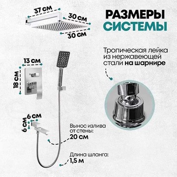 Душевая система скрытого монтажа Grocenberg GB5008 хром