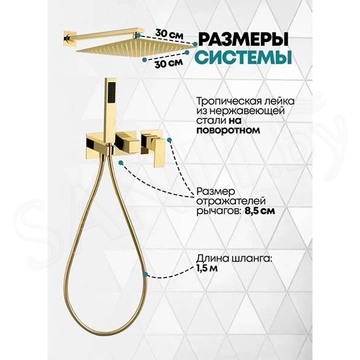 Душевая система скрытого монтажа Grocenberg GB5080 золото / золото матовое