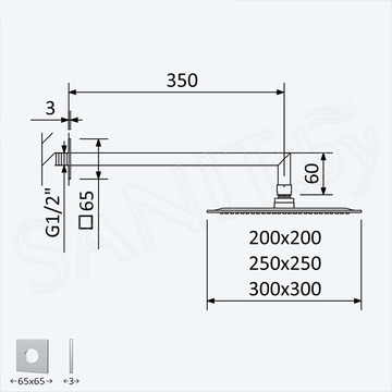 Верхний душ Bruma QuadraBlue 1456262MM Morning Mist